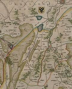 kaartfragment 1634 stroomgebied van de Hunze  Bron Wikepedia